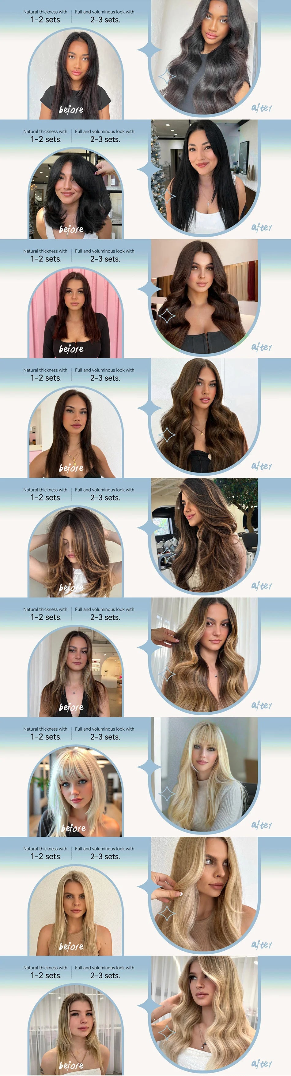 120g Double Drawn Clip in Human Hair Extensions with Thick Ends, Remy Hair Cuticle-Aligned No Tangle, 12+ Month with Proper Care