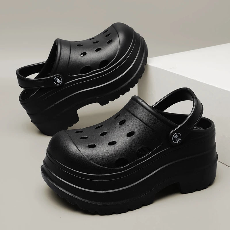 Closed Toe Wedge Heel Sandals for Women Summer Hollow Out Chunky Platform Sandals Woman Soft EVA Thick Bottom Sandalias Mujer
