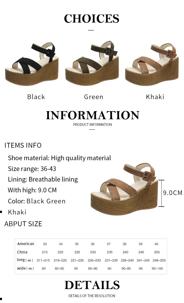 Fashion Wedge Sandals for Women Summer 2025 New Casual Non-slip Peep Toe Platform Shoes Rubber Sole Buckle Elegant Heels Women
