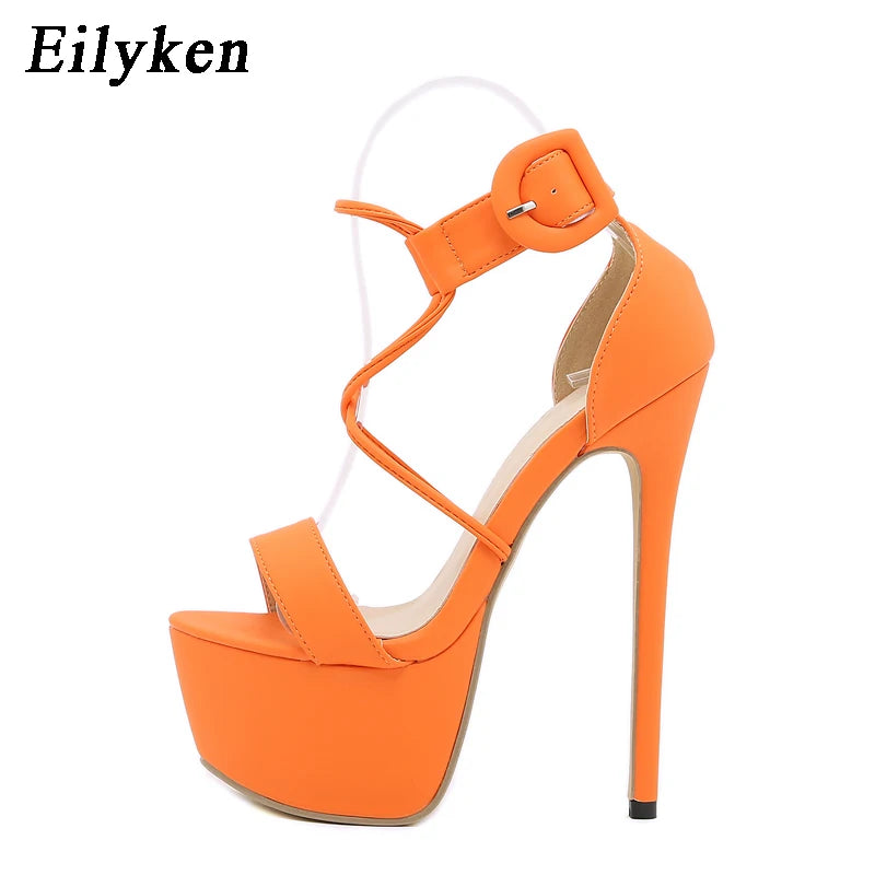 Eilyken Summer Sexy Stiletto Platform Narrow Band Women Sandals 2025 New Arrivals Ladies Buckle Strap Nightclub High Heel Shoes