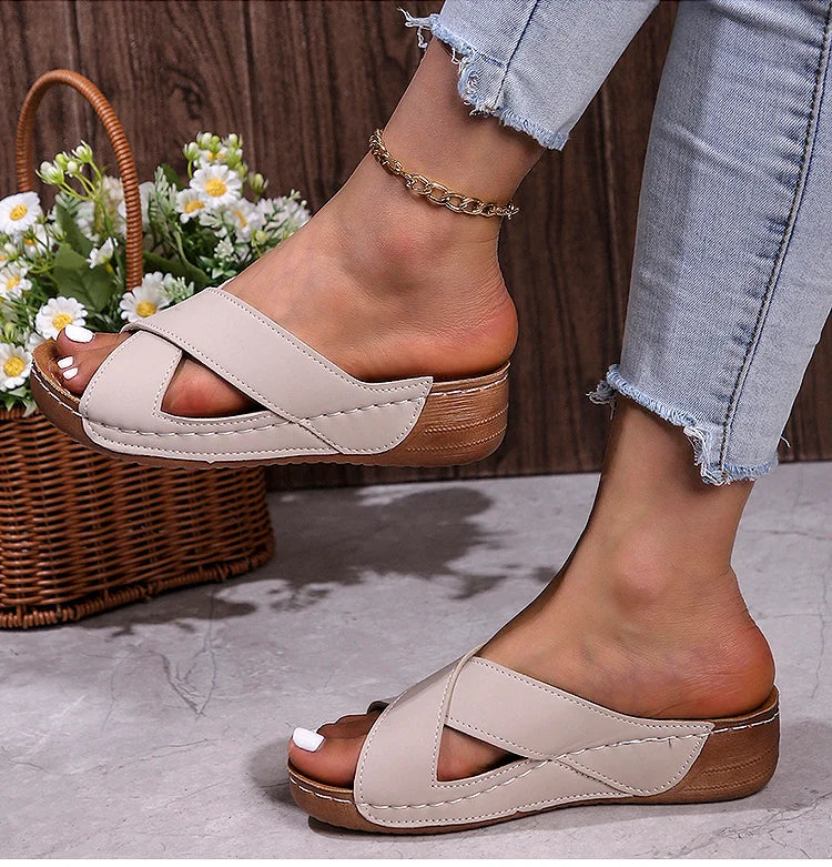 Heels Women's Sandals Elegant Wedge Heel Sandals For Woman Summer Shoes Wedges Sandalias De Mujer Heeled Slippers Summer Sandals