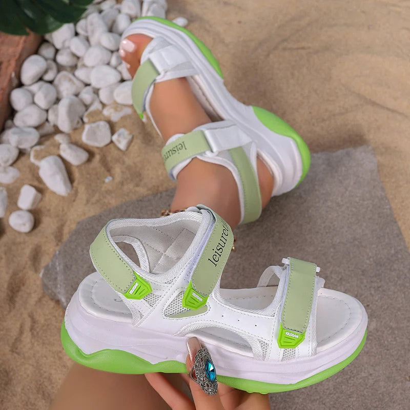 Fashion Platform Wedge Sandals for Women Summer 2025 Thick Sole Non Slip Beach Shoes Woman Comfortable Walking Sandalias Mujer