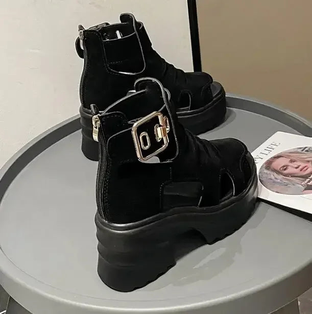 2025 Summer Sandals 8CM Wedge Heels Sneakers New Women Beach Flip Flop High Platform Casual Sandals Breathable Walking Slippers