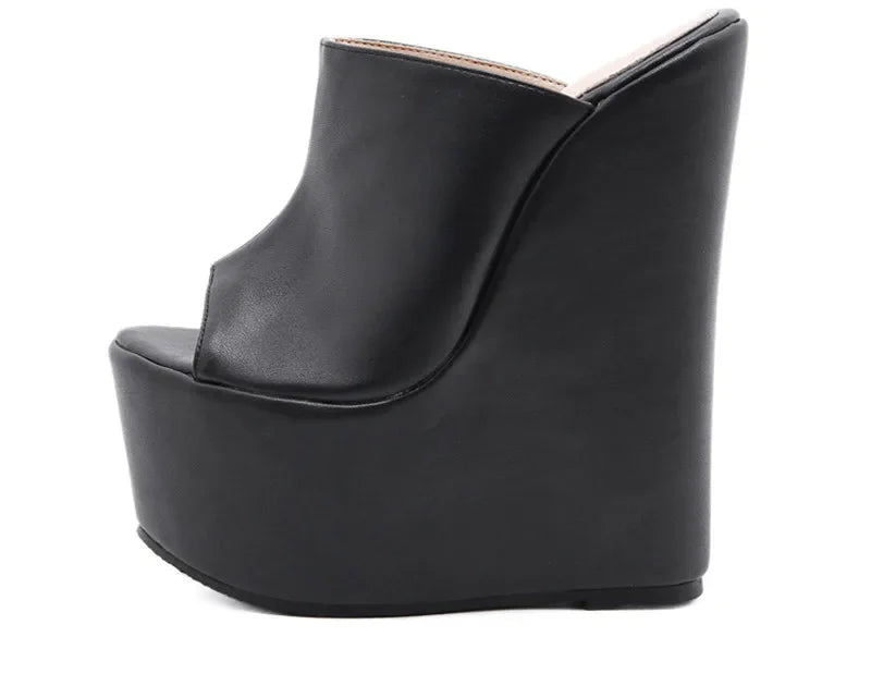 Aneikeh Summer Shallow Designer Fashion Peep Toe Platform Wedge Woman Slippers Shoes Super High Heels Sandals Size 35-42
