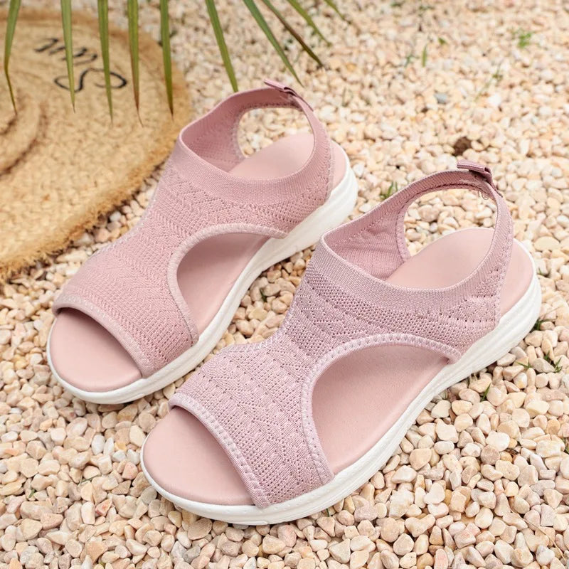 Summer New Classic Solid Color Mesh Wedge Sandals for Women Comfortable Open Toe Lightweight Casual Shoes 36-43 Zapatillas Muje