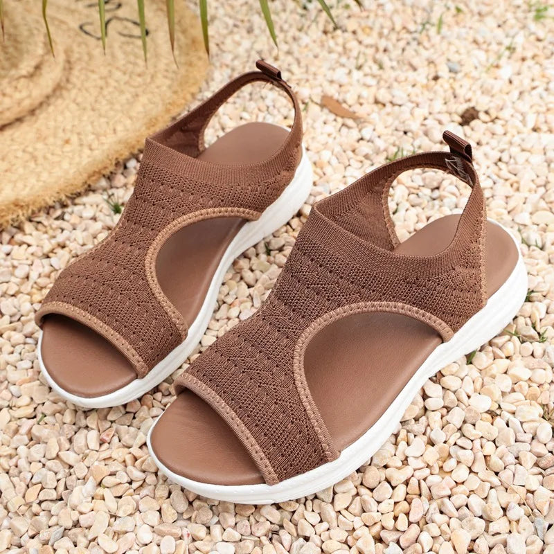 Summer New Classic Solid Color Mesh Wedge Sandals for Women Comfortable Open Toe Lightweight Casual Shoes 36-43 Zapatillas Muje