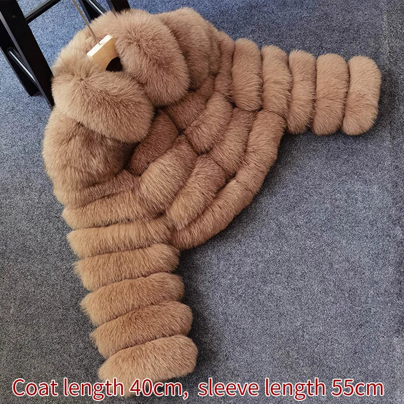 Winter Real Fur Women Raccoon Natural Fur Coat Silver Fox Long Vest Warm Luxury Jacket Parkas With Leather Fur Clothe For Female