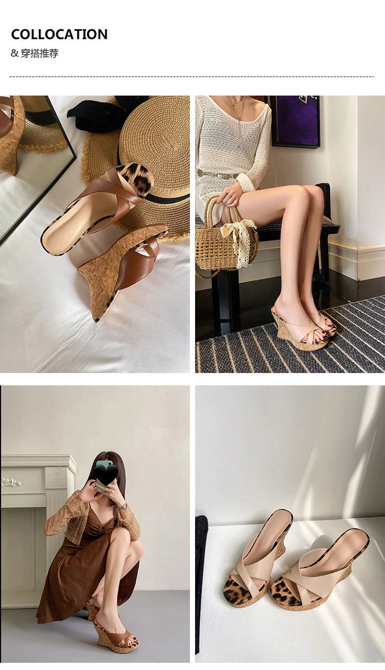 Wedge Heel Platform Thick Sole Peep Toe Sandals 2026 Summer New Style Women's Shoes for Outdoor Wear