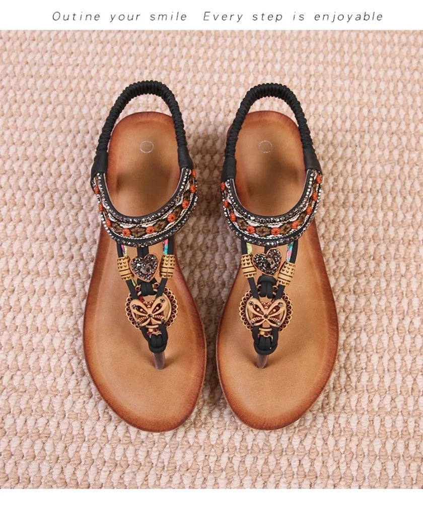 Travel wedge heel Roman sandals women's new style European and American ethnic style open-toe vacation travel leisure fashion