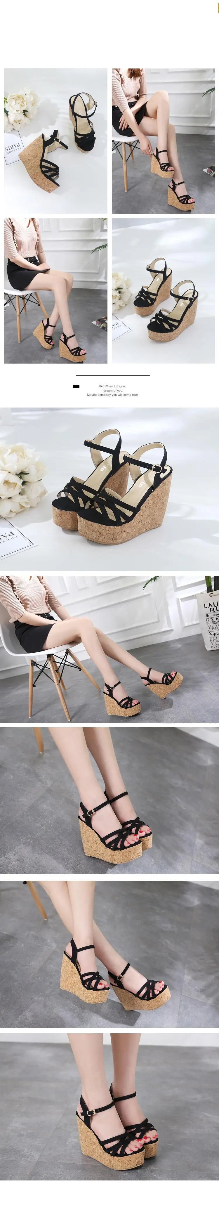 Size 31-43 Summer New Wedge Sandals 11cm High Heel Platform Open Toe Beach Sandals Ladies Shoes