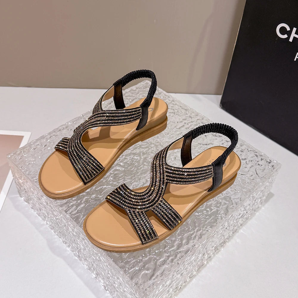 2026 Wedge Sandals Round Head Comfortable Open Toe Summer One-piece Buckle Strap Sandal for Daily Walking Shoes