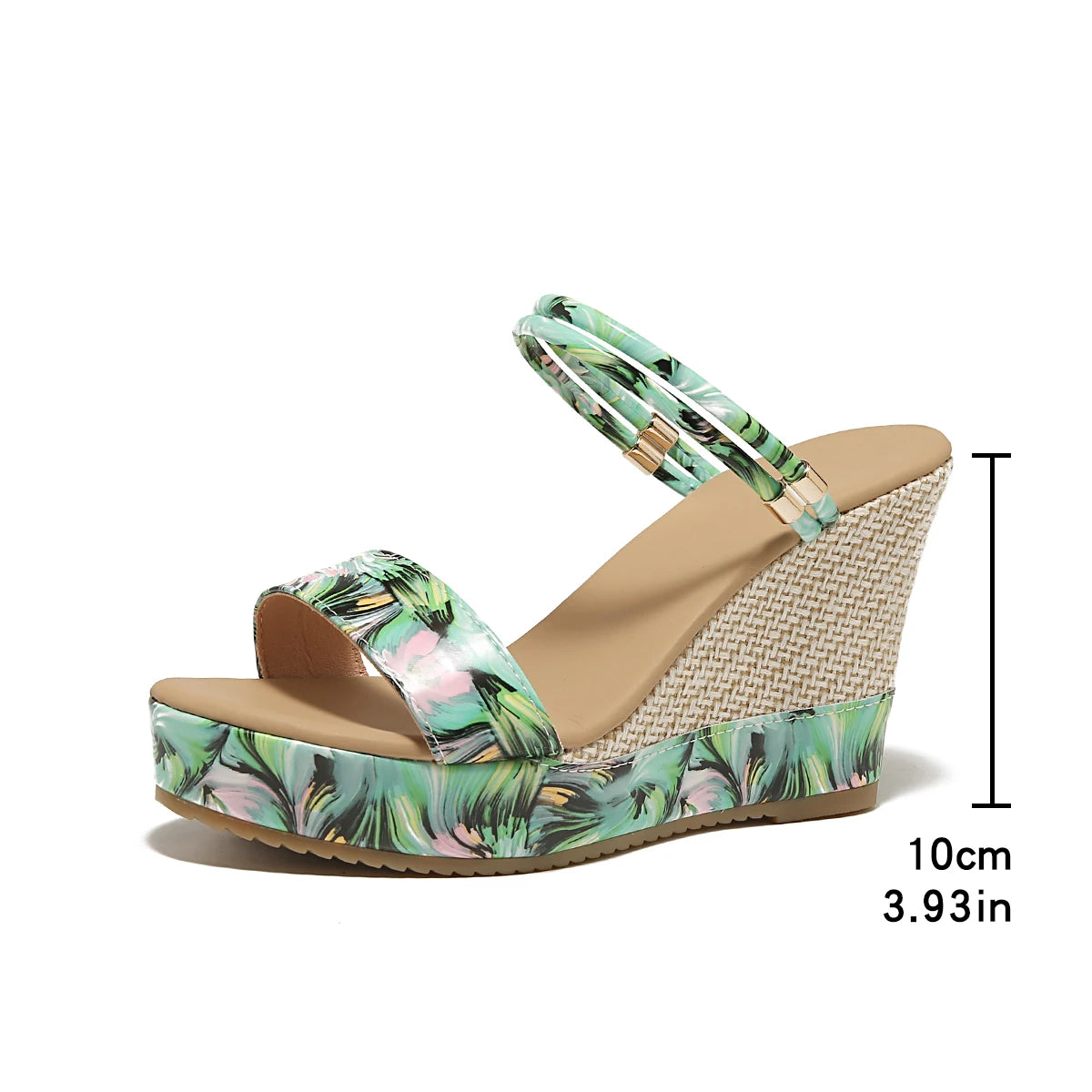11cm Wedge Sandals 2026 Summer New Straw-Woven Fashion Thick-Soled Open-Toe Heels with Buckle