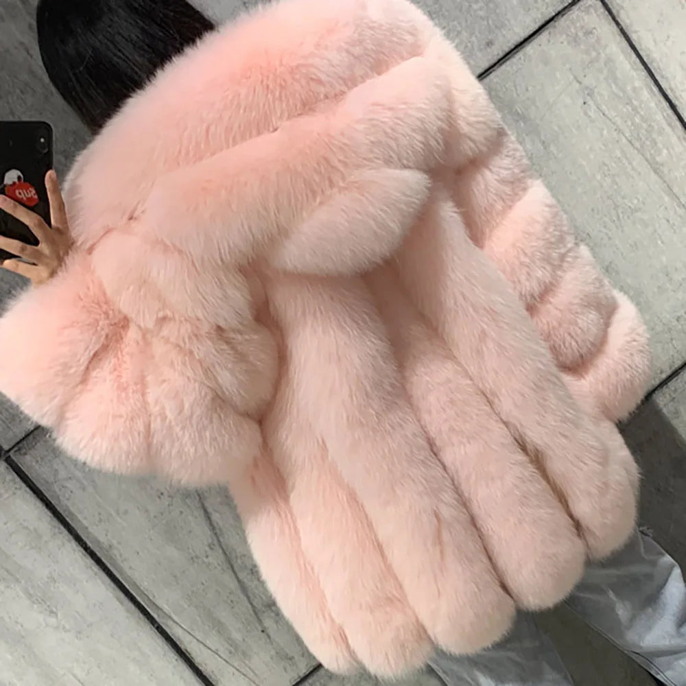 YOLOAgain Hooded Real Fox Fur Jacket Women 2025 Winter Warm Natural Fox Fur Coat Female