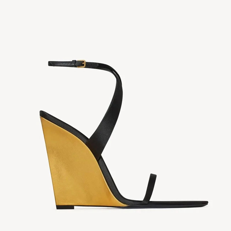 2025European and American Summer Wedge Toe High-heeled Sandals for Weddings, Banquets, Parties, Women's 34-44 Large Sandals