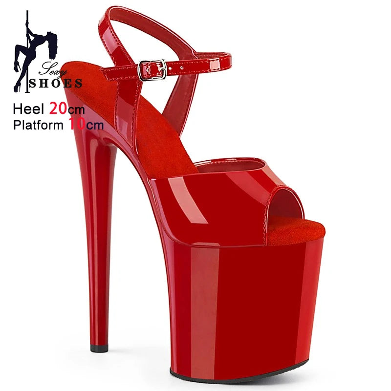 Europe and America New Fashion Platform High Heel Sandals For Woman Summer Ankle Strap 20CM Stiletto Nightclub Model Stage Shoes