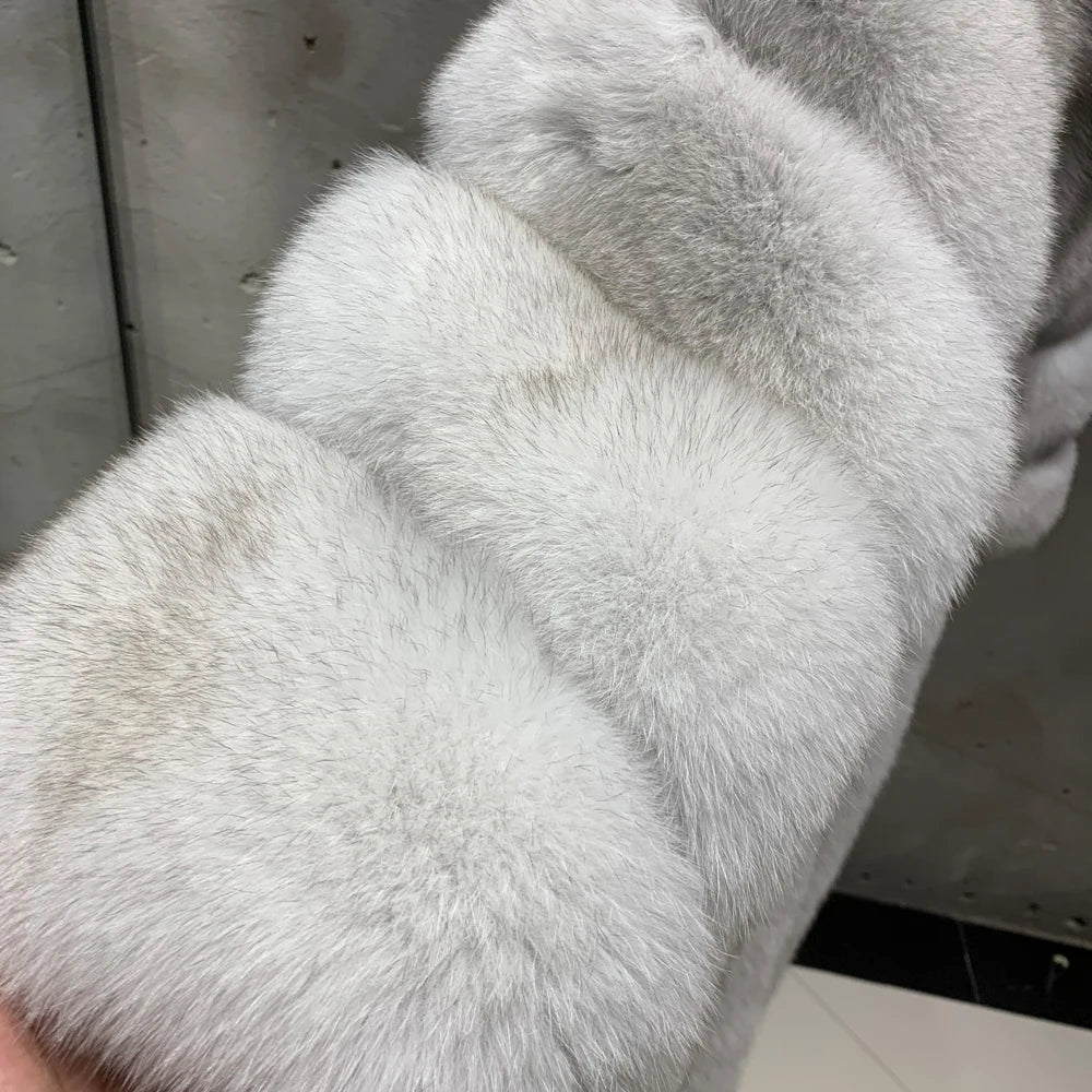 #GO BALLISTIC YA Long Ladies Fur Coat Hooded Women's Fur Outwear 22-06