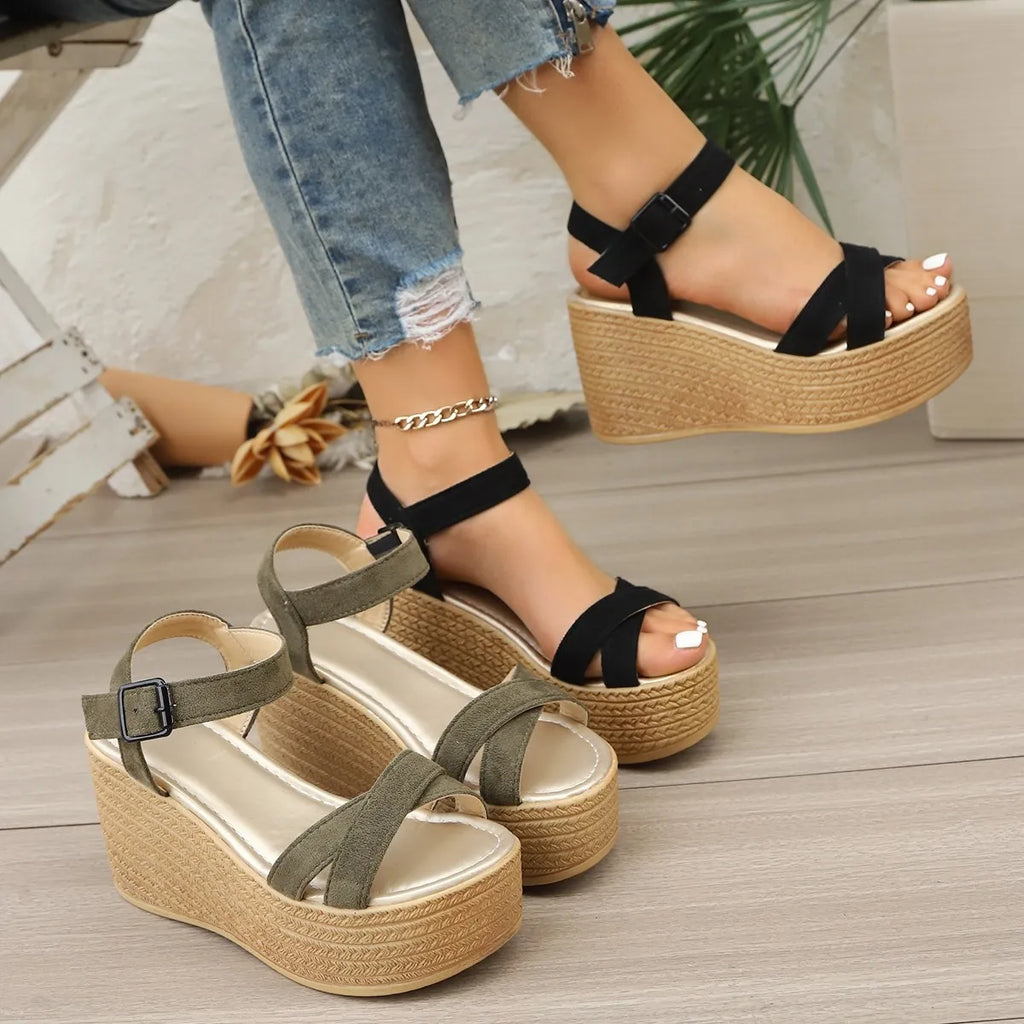 2026 Women Leisure Wedge Heel Sandals New Summer Light Thick-soled Sandals Women  Platform Wedges Heeled Sandalias 326
