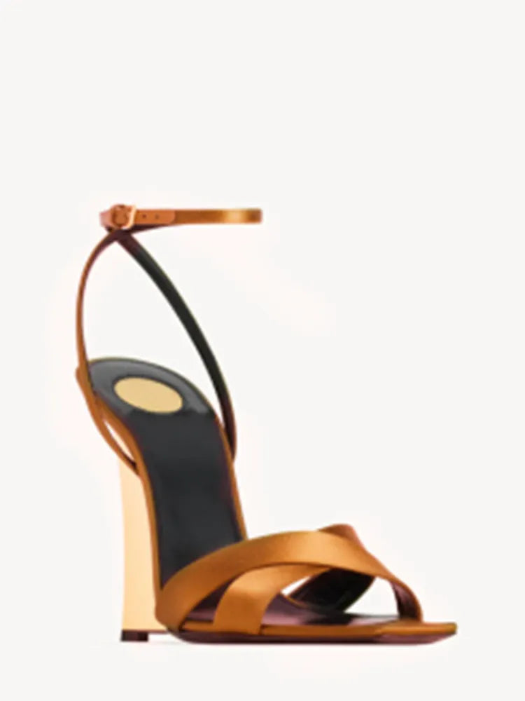 2025European and American Summer Wedge Toe High-heeled Sandals for Weddings, Banquets, Parties, Women's 34-44 Large Sandals