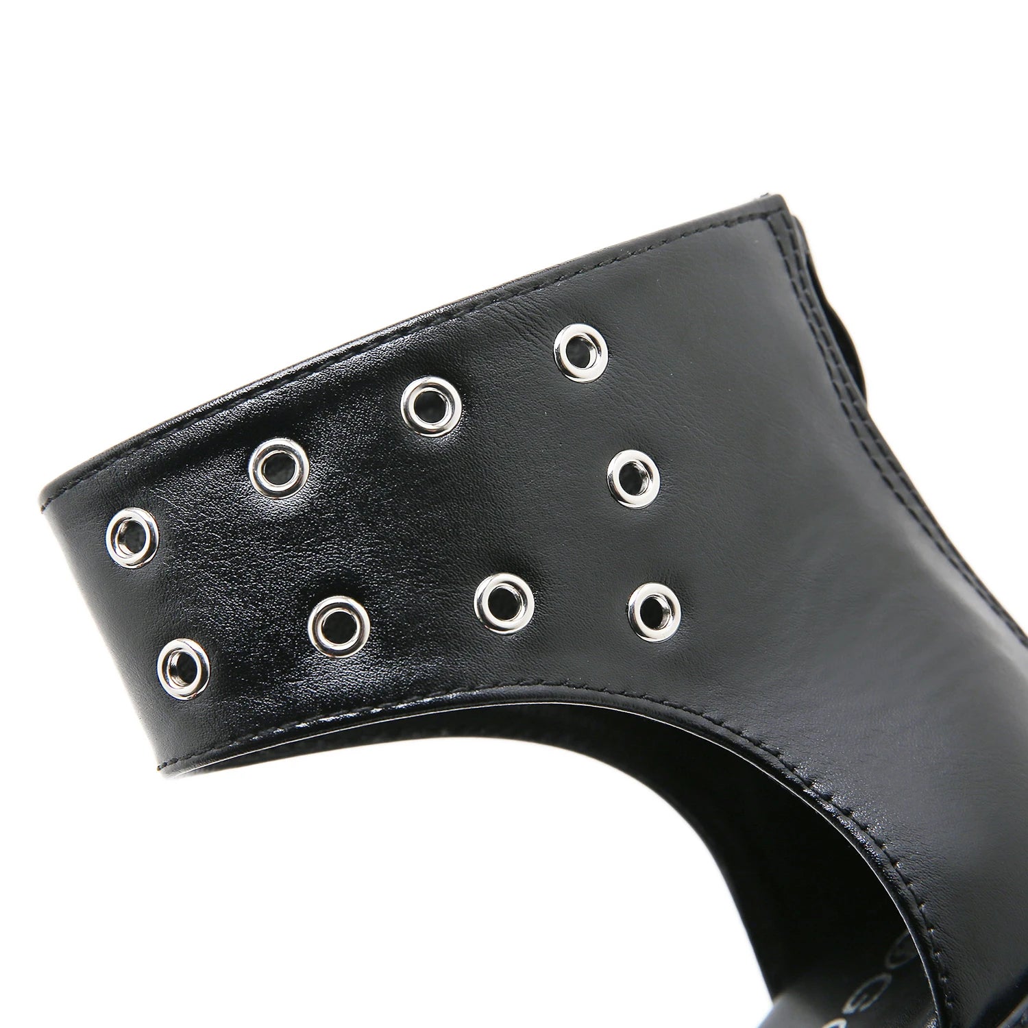 Gdgydh Summer Wide Fit Heeled Sandals Women Metal Rivet Punk Wedge Heels Platform Sandals Ankle Strap Ladies Cosplay Shoes
