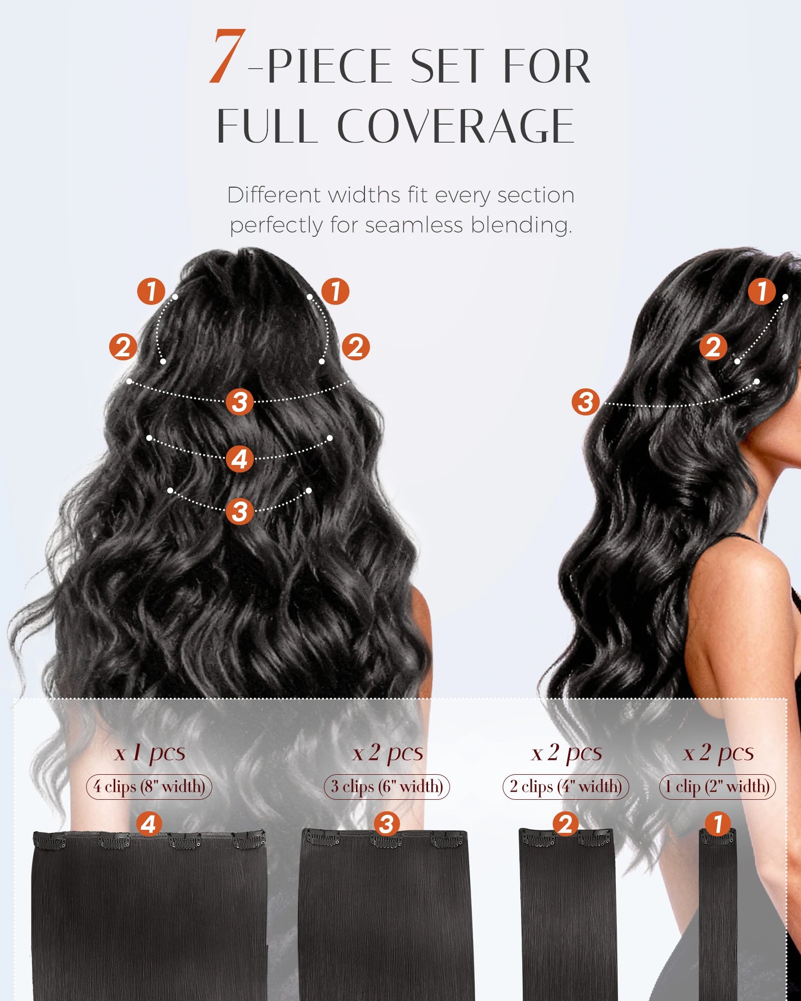 120g Double Drawn Clip in Human Hair Extensions with Thick Ends, Remy Hair Cuticle-Aligned No Tangle, 12+ Month with Proper Care