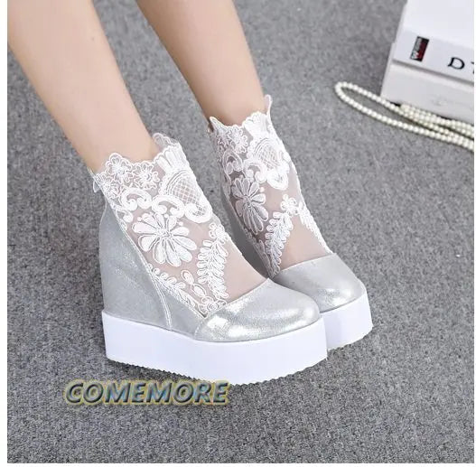 Fashion Woman Lace Shoes Wedge Heels Platform Pumps Sandals High Heel Women's Hollow-out Summer Non-slip Casual Designer Sandals