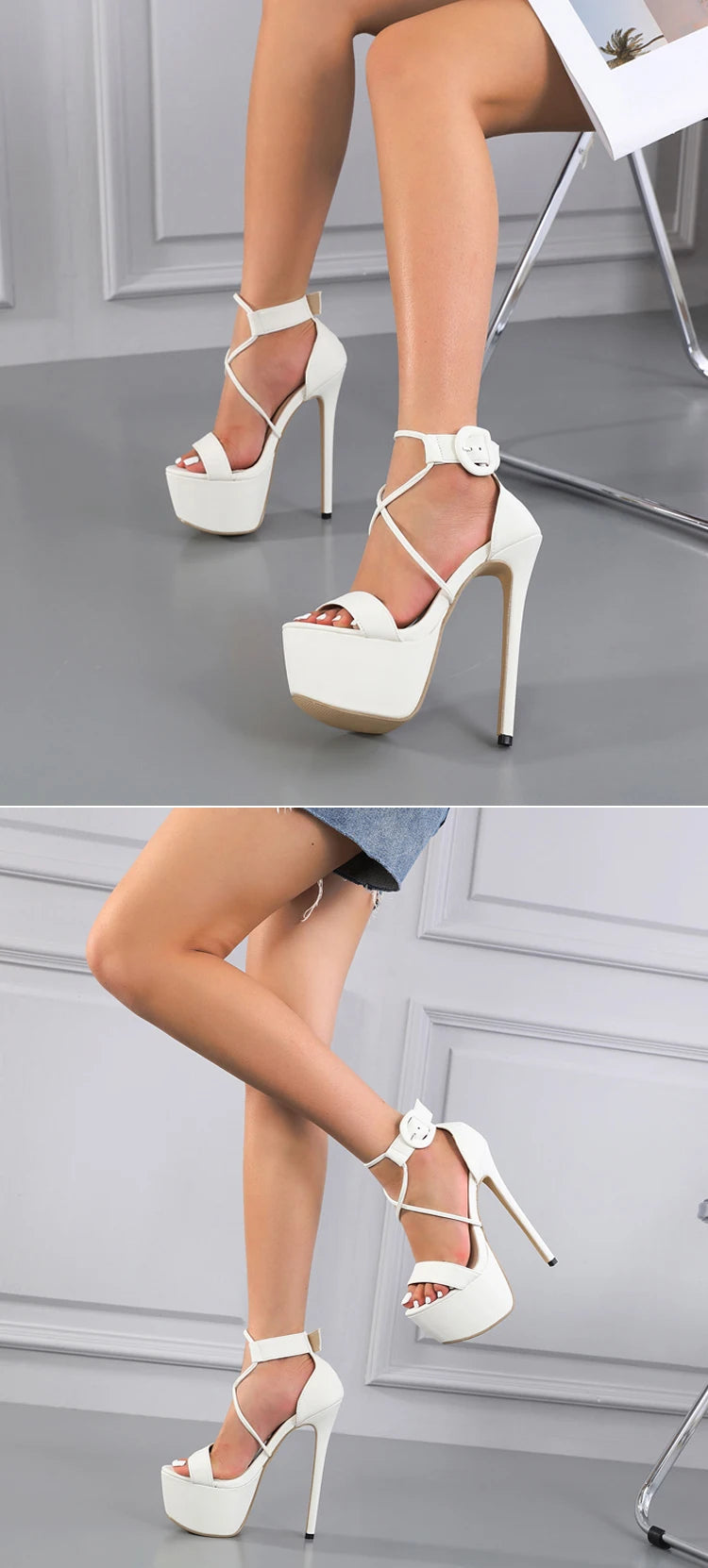 Eilyken Summer Sexy Stiletto Platform Narrow Band Women Sandals 2025 New Arrivals Ladies Buckle Strap Nightclub High Heel Shoes