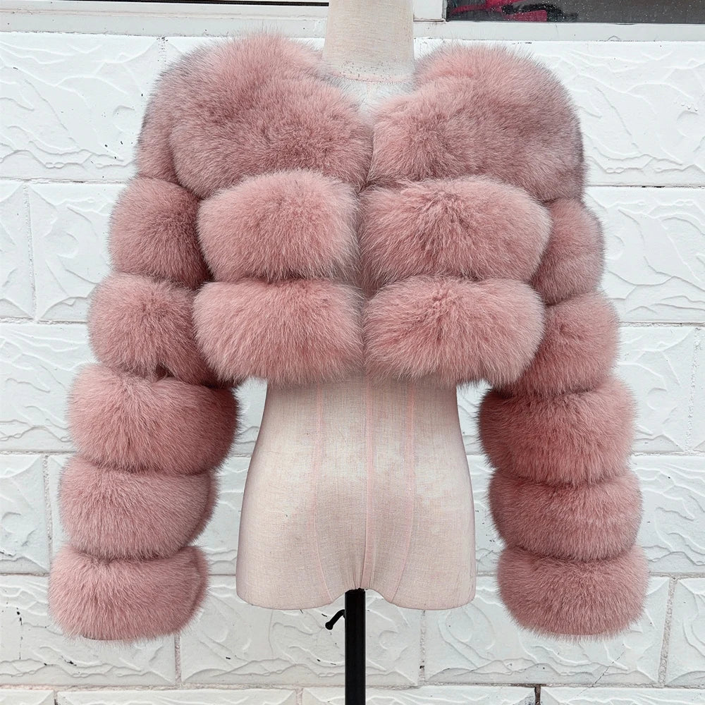 QUEENTINA Real Fox Fur Coat 30cm Women'S New Fashion Winter Leather And Skin White Clothing Natural New In Coats & Jackets