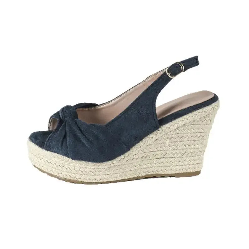 2025 Summer Shoes Women Wedges Sandals Fashion Brand Ladies Party Shoes Wedge Heels 10cm Black Blue Big Size 42 DX506