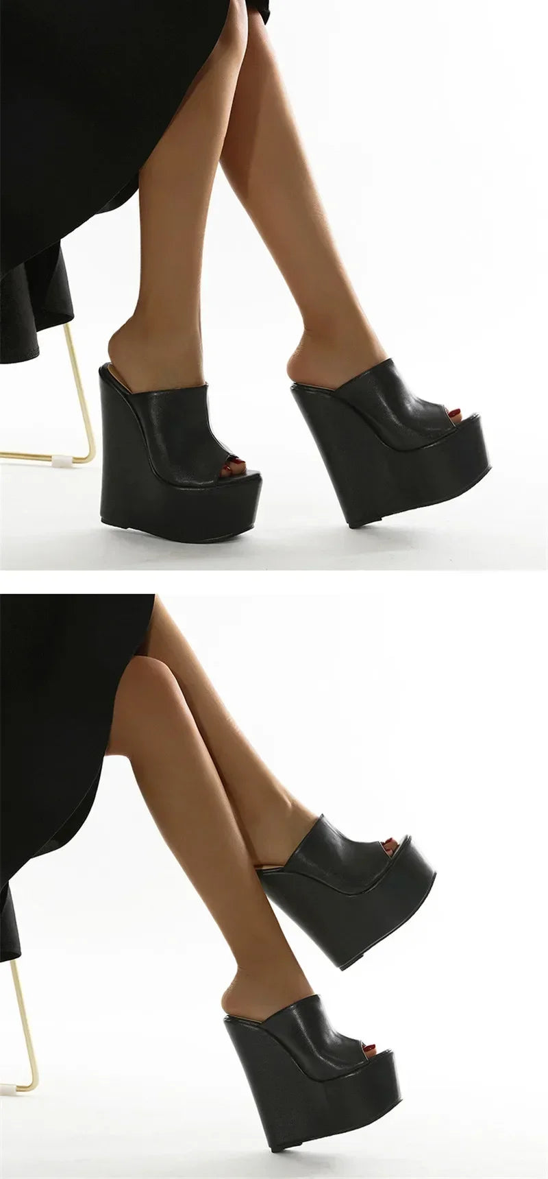 Aneikeh Summer Shallow Designer Fashion Peep Toe Platform Wedge Woman Slippers Shoes Super High Heels Sandals Size 35-42