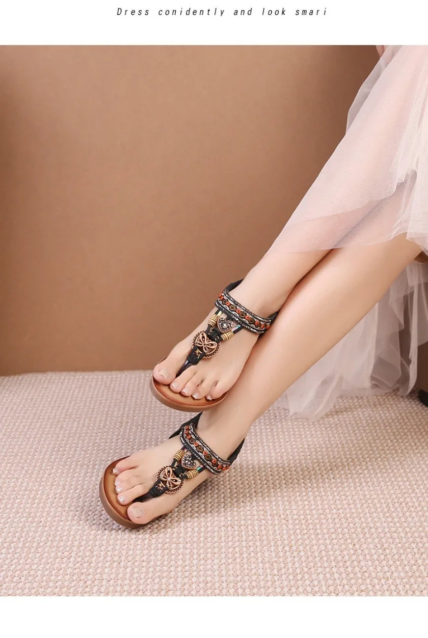 Travel wedge heel Roman sandals women's new style European and American ethnic style open-toe vacation travel leisure fashion