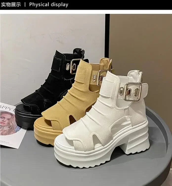 2025 Summer Sandals 8CM Wedge Heels Sneakers New Women Beach Flip Flop High Platform Casual Sandals Breathable Walking Slippers