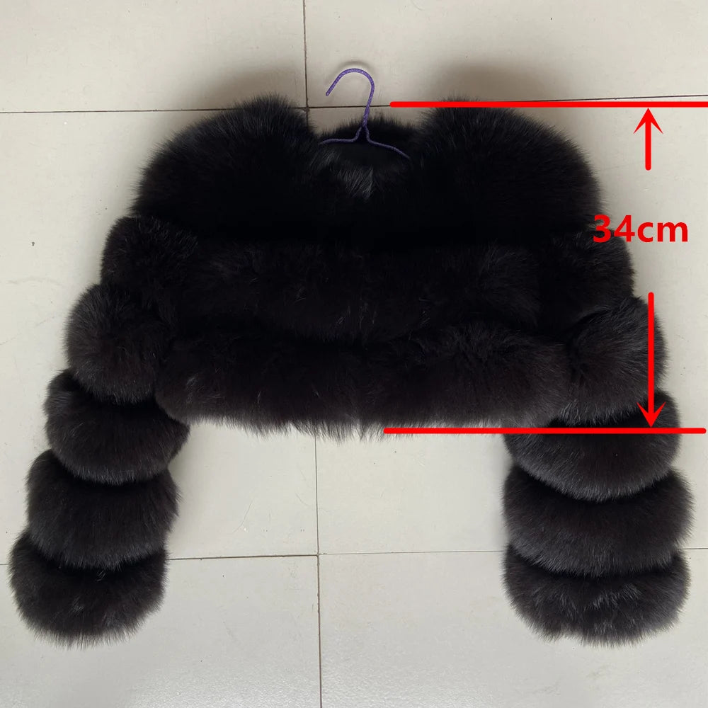 QUEENTINA Real Fox Fur Coat 30cm Women'S New Fashion Winter Leather And Skin White Clothing Natural New In Coats & Jackets