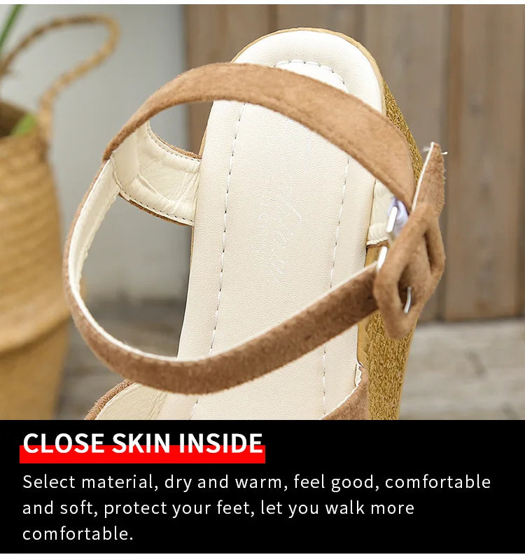 Fashion Wedge Sandals for Women Summer 2025 New Casual Non-slip Peep Toe Platform Shoes Rubber Sole Buckle Elegant Heels Women