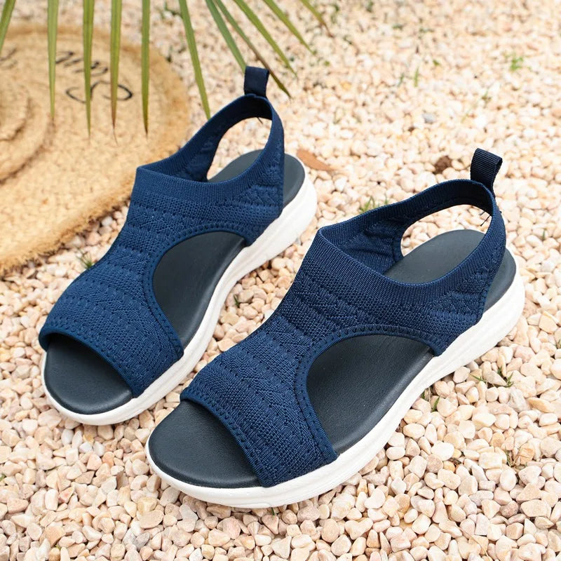 Summer New Classic Solid Color Mesh Wedge Sandals for Women Comfortable Open Toe Lightweight Casual Shoes 36-43 Zapatillas Muje