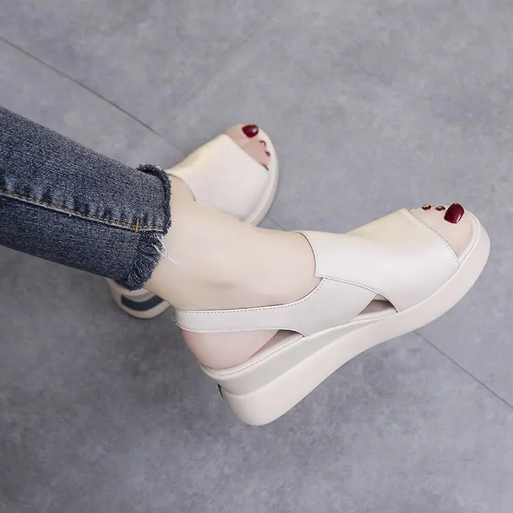 2025 Summer Wedge Platform Sandals Fashion Retro Romen Beach Shoes Ladies Casual Peep Toe Soft Comfortable Sandalias De Mujer