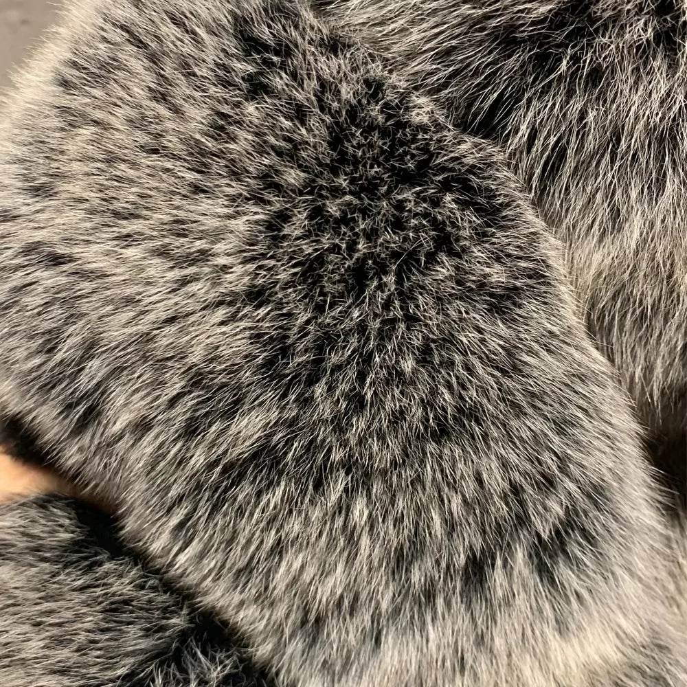 Red Fox Fur Coat Long Sleeve with Collar Ladies Real Fur Jacket Natural Fox Cloth