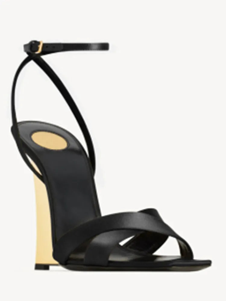 2025European and American Summer Wedge Toe High-heeled Sandals for Weddings, Banquets, Parties, Women's 34-44 Large Sandals