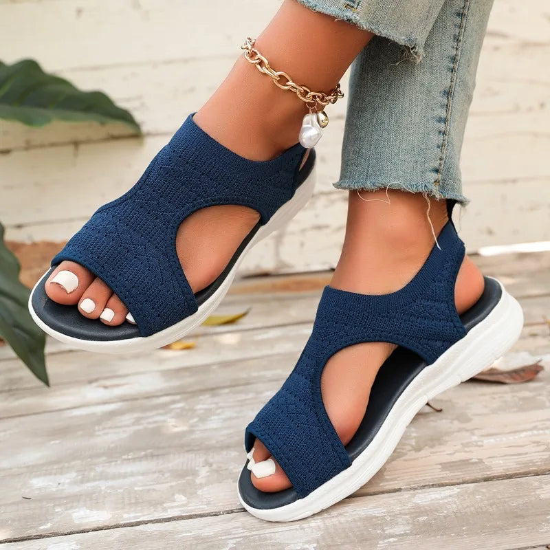 Summer New Classic Solid Color Mesh Wedge Sandals for Women Comfortable Open Toe Lightweight Casual Shoes 36-43 Zapatillas Muje