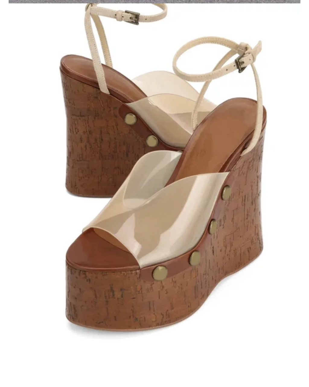 Ladies' Summer Wedge Heel Thick Soled Sandals with Wood Grain Rivets, Waterproof Platform, Thick High Heels, and Sandals