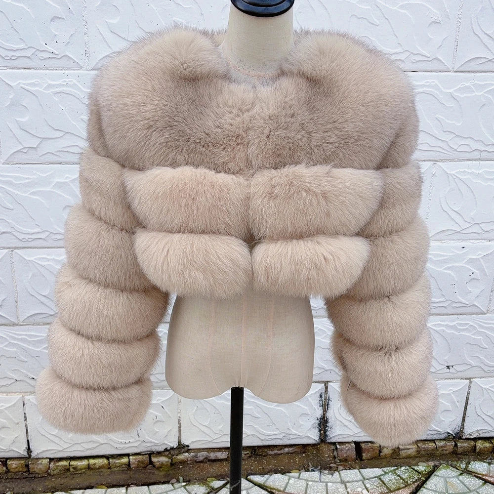 QUEENTINA Real Fox Fur Coat 30cm Women'S New Fashion Winter Leather And Skin White Clothing Natural New In Coats & Jackets