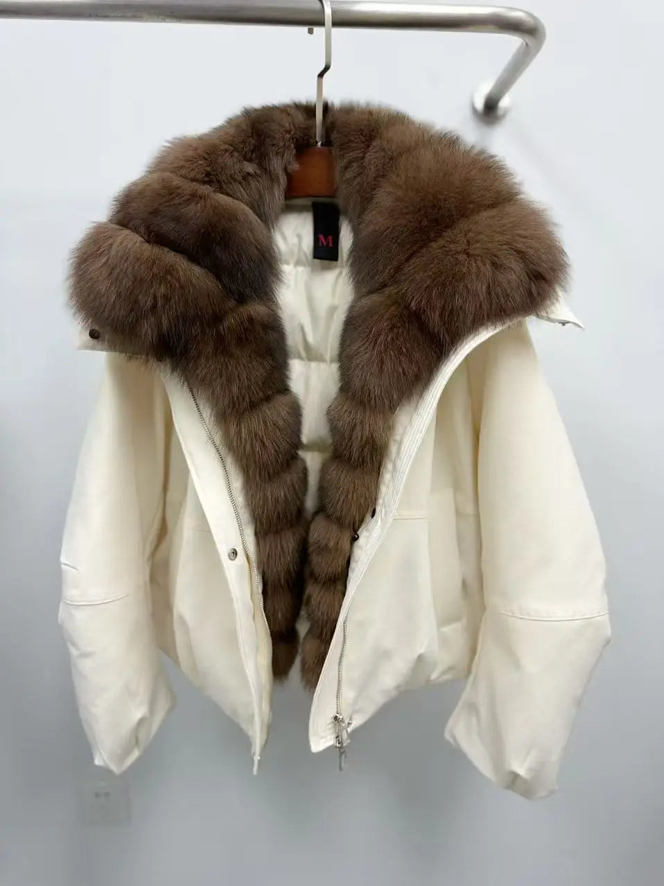 Reality Fur Jacket windproof Women Real Fur Jacket White Goose Down Coat Winter Thick Warm Casual Natural Fox Fur Collar Autumn