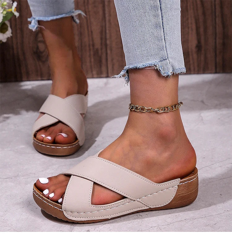 Heels Women's Sandals Elegant Wedge Heel Sandals For Woman Summer Shoes Wedges Sandalias De Mujer Heeled Slippers Summer Sandals