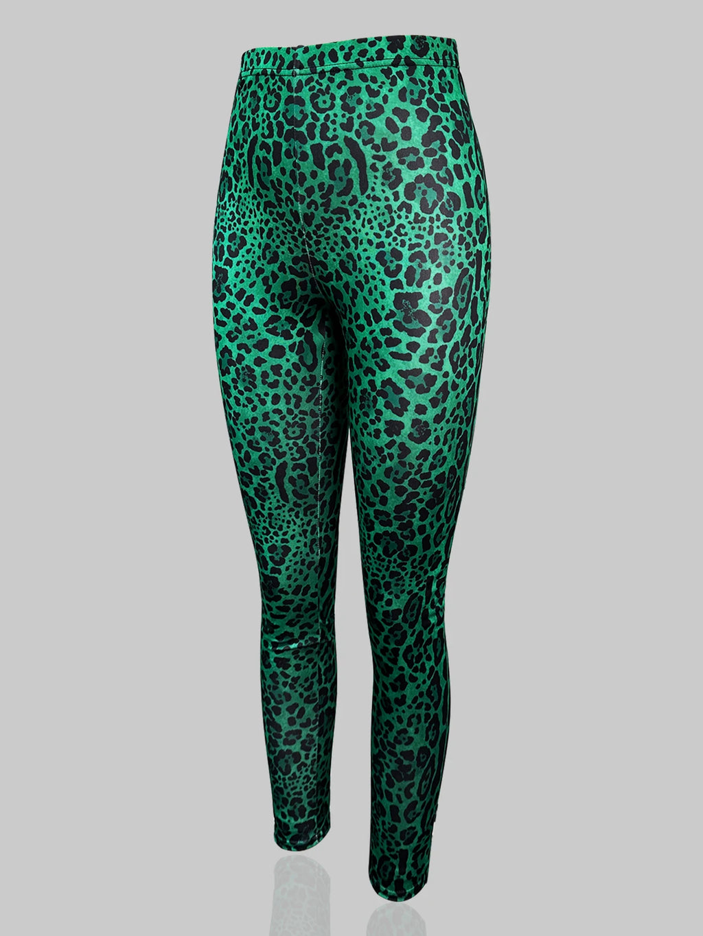 New Green Leopard Print Tight Leggings Europe And The United States Casual Fashion Elastic Yoga Sports Nine-point Pants Women
