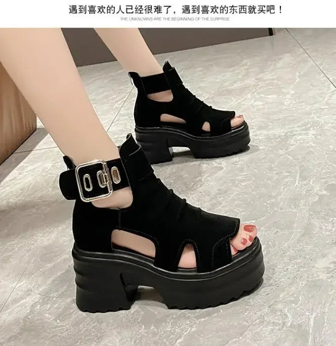 2025 Summer Sandals 8CM Wedge Heels Sneakers New Women Beach Flip Flop High Platform Casual Sandals Breathable Walking Slippers