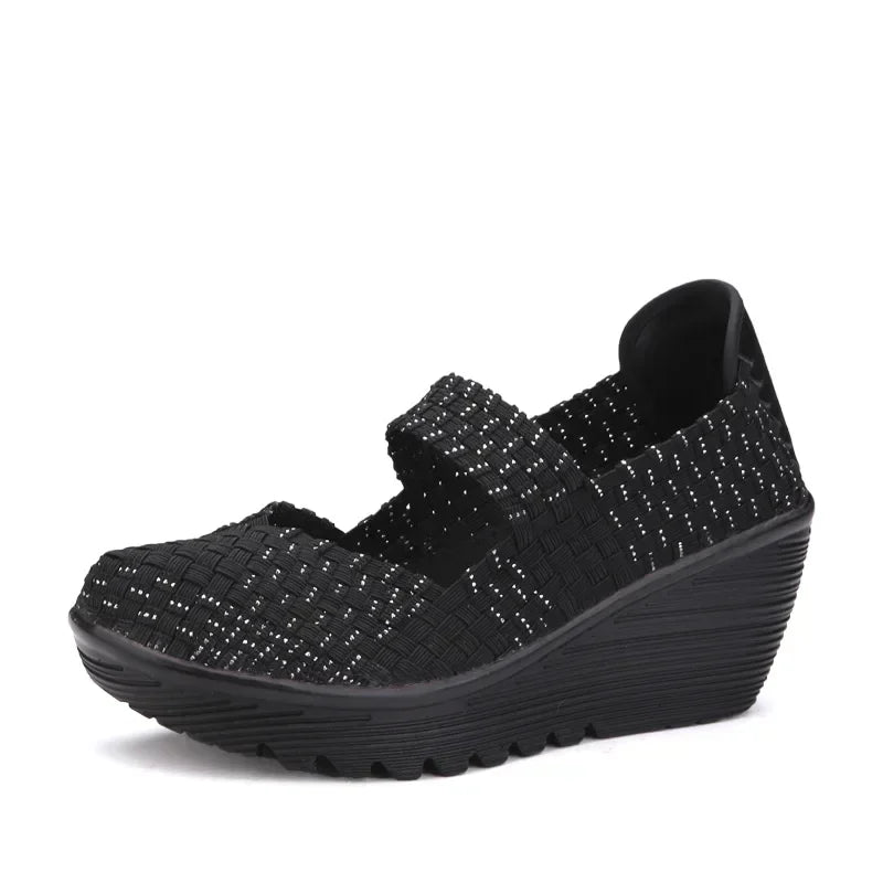 Wedge Platform Weave Sandals Fashion Peep Toe Comforty Breathable Mom Shoes Female Casual Thick Bottom Sandalias Mujer 2024