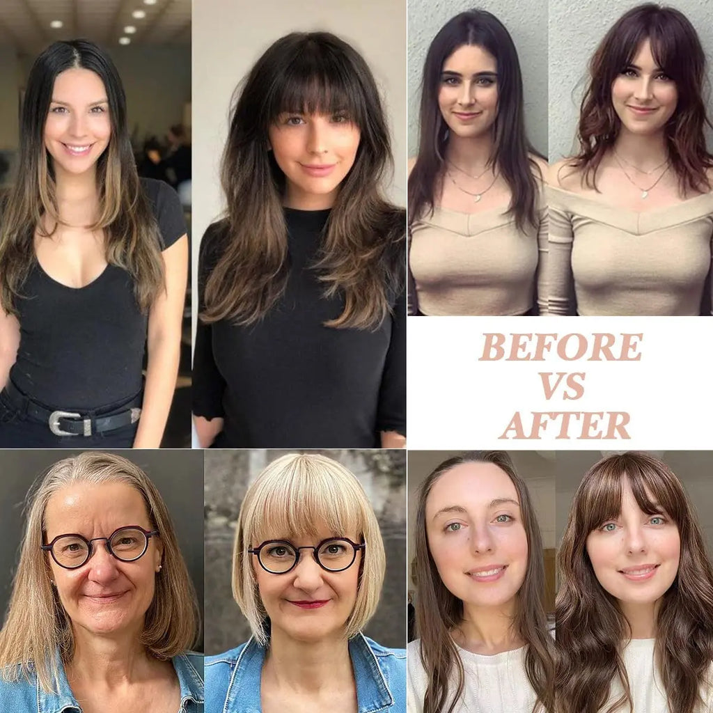 100% Human Hair Blonde Clip in Bangs Golden Platinum Blunt Cut Wispy Fringe with Sideburns for Women Natural Looking Hairpiece