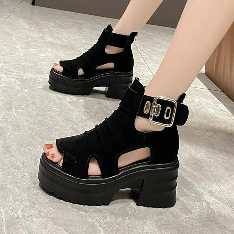 2025 Summer Sandals 8CM Wedge Heels Sneakers New Women Beach Flip Flop High Platform Casual Sandals Breathable Walking Slippers