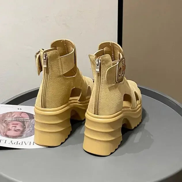 2025 Summer Sandals 8CM Wedge Heels Sneakers New Women Beach Flip Flop High Platform Casual Sandals Breathable Walking Slippers