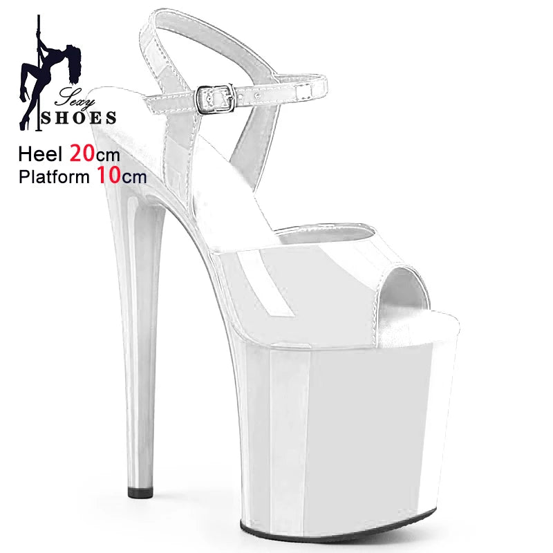 Europe and America New Fashion Platform High Heel Sandals For Woman Summer Ankle Strap 20CM Stiletto Nightclub Model Stage Shoes
