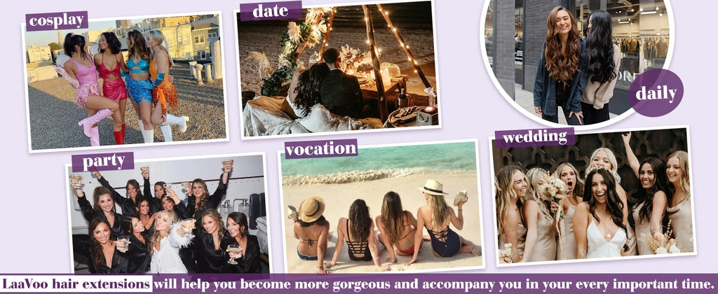 LaaVoo Fish Wire Hair Extensions 100% Real Brazilian Hair Straight Natural 12-20inch balayage Color 70g&80g Wire Hair Extensions